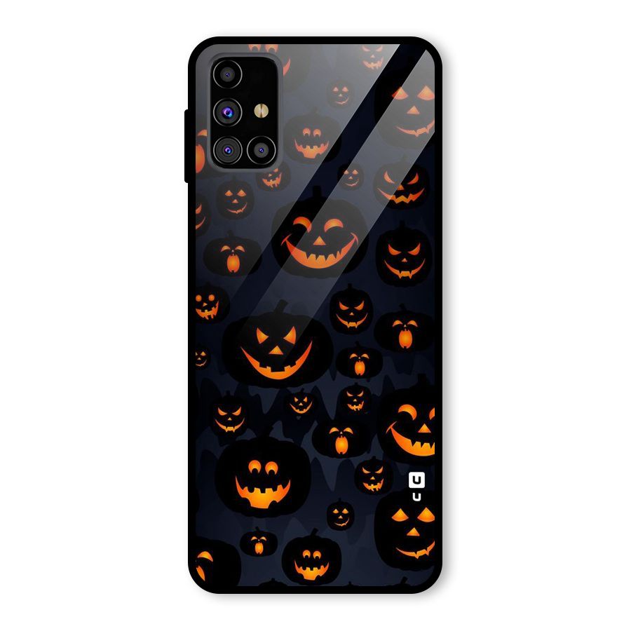 Pumpkin Smile Pattern Glass Back Case for Galaxy M31s