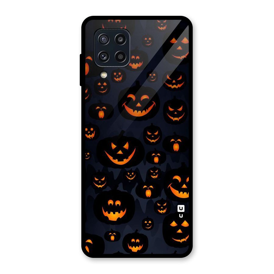 Pumpkin Smile Pattern Glass Back Case for Galaxy M32