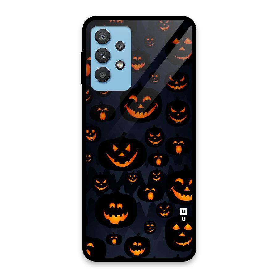 Pumpkin Smile Pattern Glass Back Case for Galaxy M32 5G
