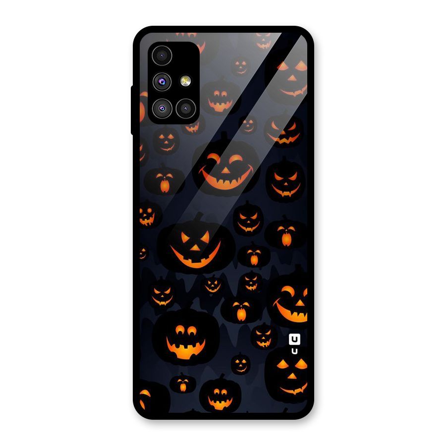 Pumpkin Smile Pattern Glass Back Case for Galaxy M51