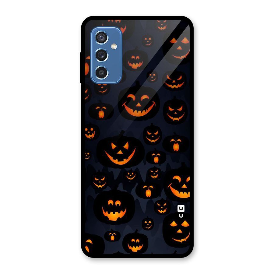 Pumpkin Smile Pattern Glass Back Case for Galaxy M52 5G