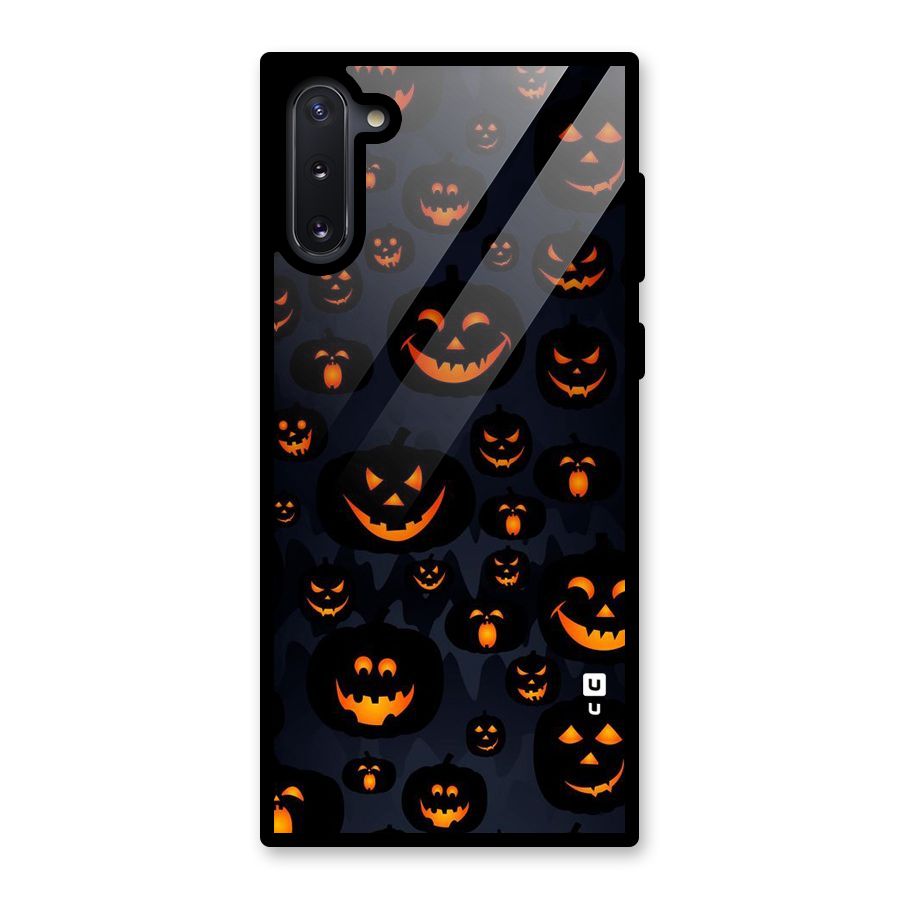 Pumpkin Smile Pattern Glass Back Case for Galaxy Note 10