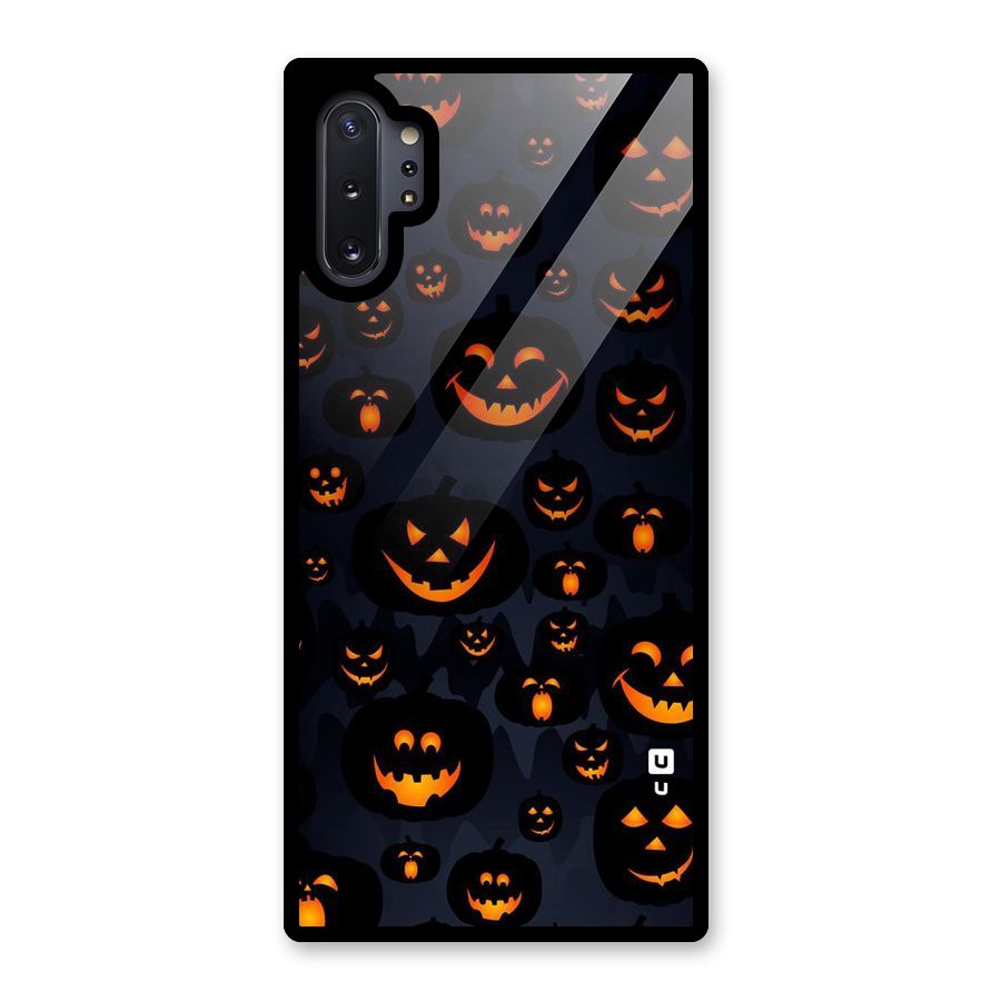 Pumpkin Smile Pattern Glass Back Case for Galaxy Note 10 Plus