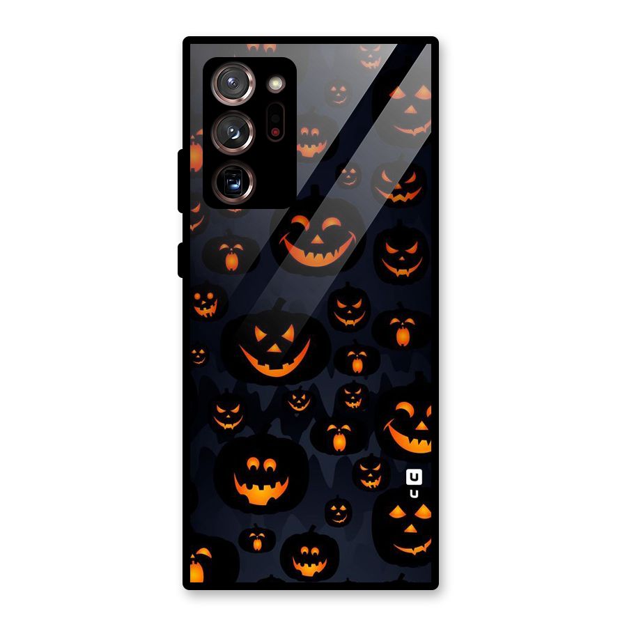 Pumpkin Smile Pattern Glass Back Case for Galaxy Note 20 Ultra