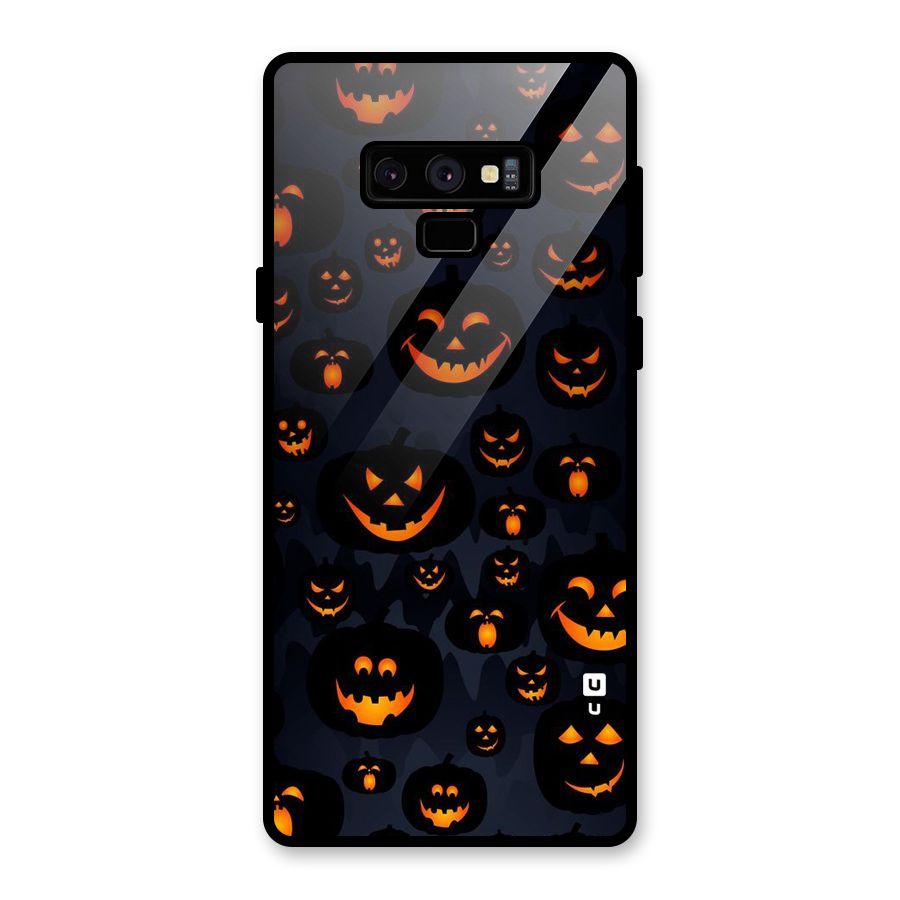 Pumpkin Smile Pattern Glass Back Case for Galaxy Note 9