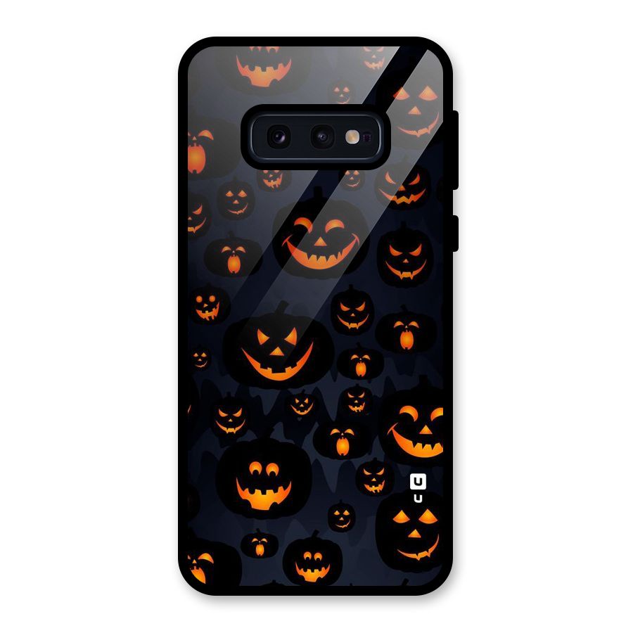 Pumpkin Smile Pattern Glass Back Case for Galaxy S10e