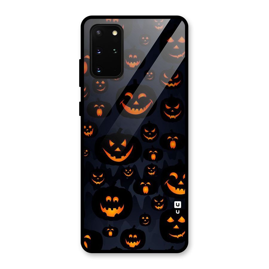 Pumpkin Smile Pattern Glass Back Case for Galaxy S20 Plus