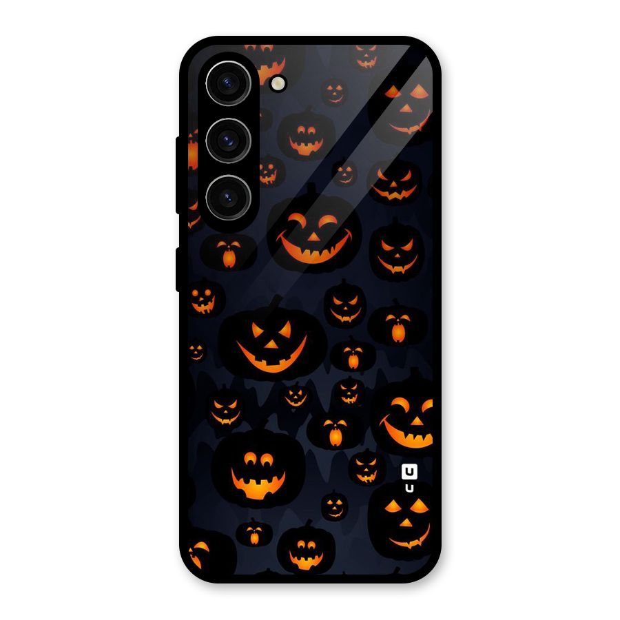 Pumpkin Smile Pattern Glass Back Case for Galaxy S23