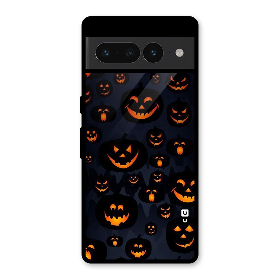 Pumpkin Smile Pattern Glass Back Case for Google Pixel 7 Pro