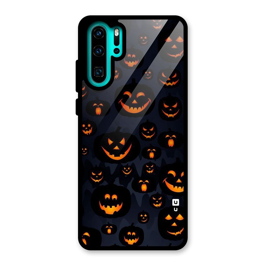 Pumpkin Smile Pattern Glass Back Case for Huawei P30 Pro
