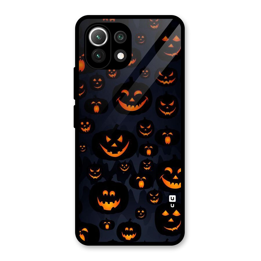 Pumpkin Smile Pattern Glass Back Case for Mi 11 Lite NE 5G