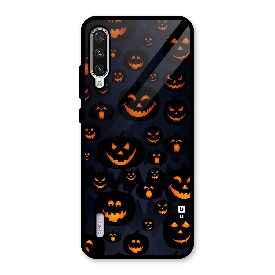 Pumpkin Smile Pattern Glass Back Case for Mi A3