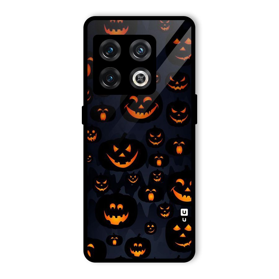 Pumpkin Smile Pattern Glass Back Case for OnePlus 10 Pro 5G