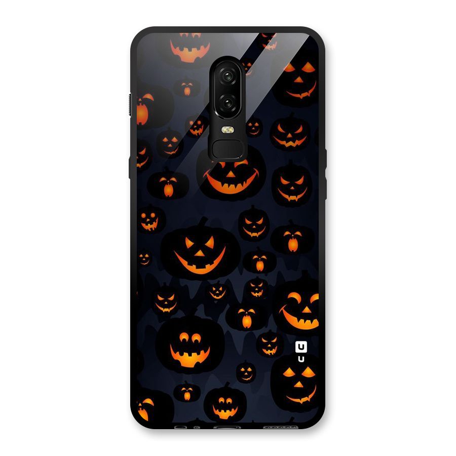 Pumpkin Smile Pattern Glass Back Case for OnePlus 6