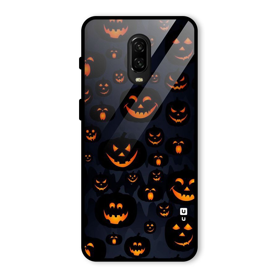 Pumpkin Smile Pattern Glass Back Case for OnePlus 6T