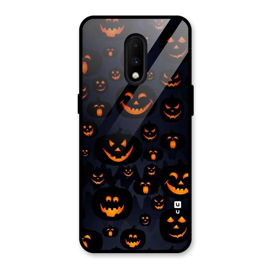 Pumpkin Smile Pattern Glass Back Case for OnePlus 7