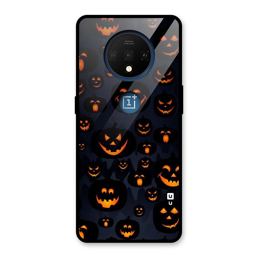 Pumpkin Smile Pattern Glass Back Case for OnePlus 7T