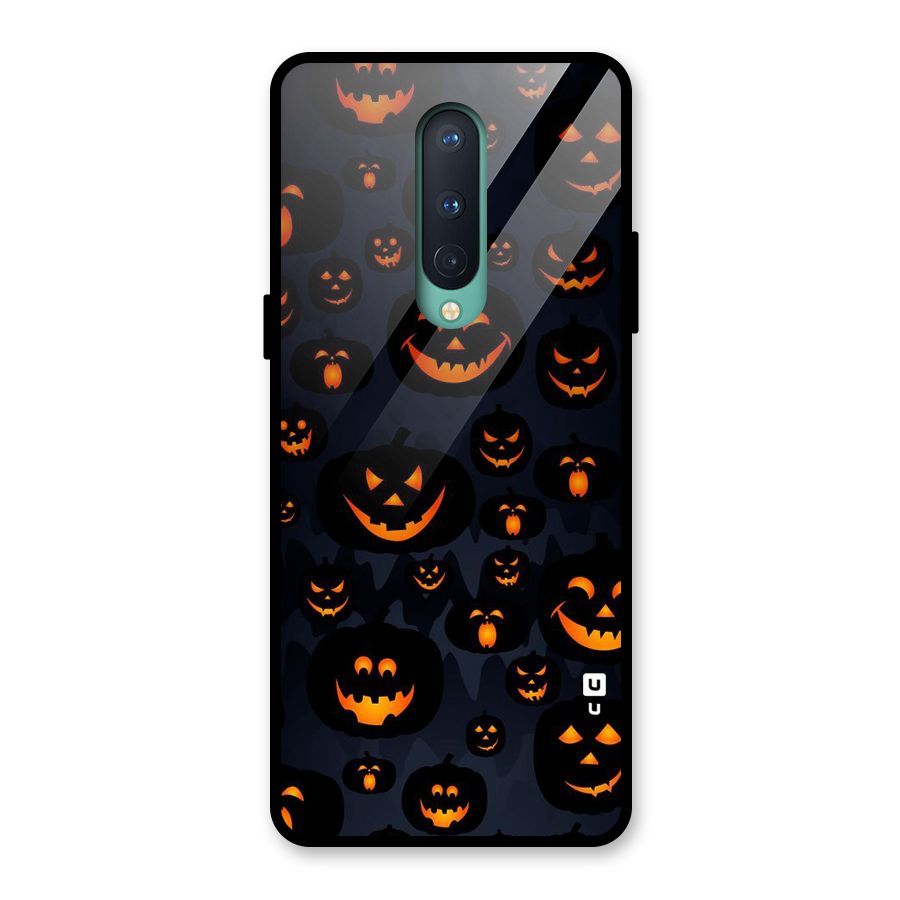 Pumpkin Smile Pattern Glass Back Case for OnePlus 8