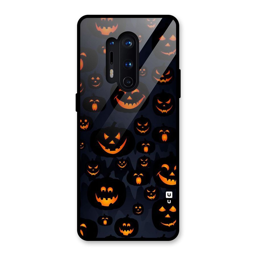 Pumpkin Smile Pattern Glass Back Case for OnePlus 8 Pro