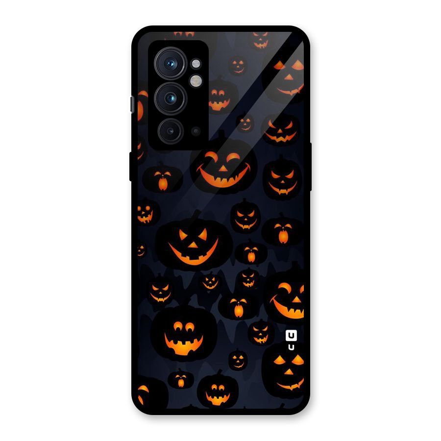 Pumpkin Smile Pattern Glass Back Case for OnePlus 9RT 5G