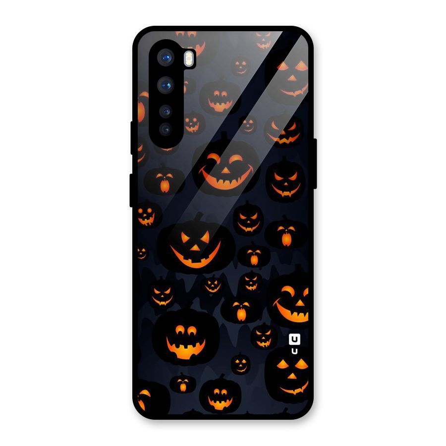 Pumpkin Smile Pattern Glass Back Case for OnePlus Nord