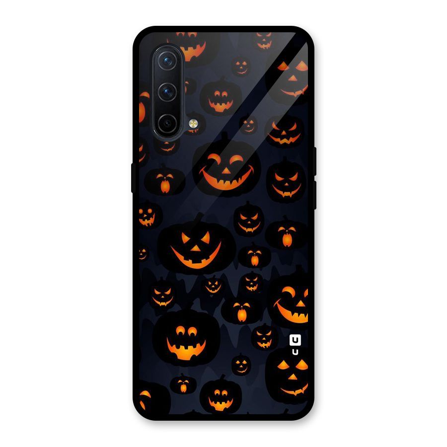Pumpkin Smile Pattern Glass Back Case for OnePlus Nord CE 5G