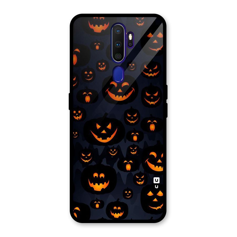 Pumpkin Smile Pattern Glass Back Case for Oppo A9 (2020)