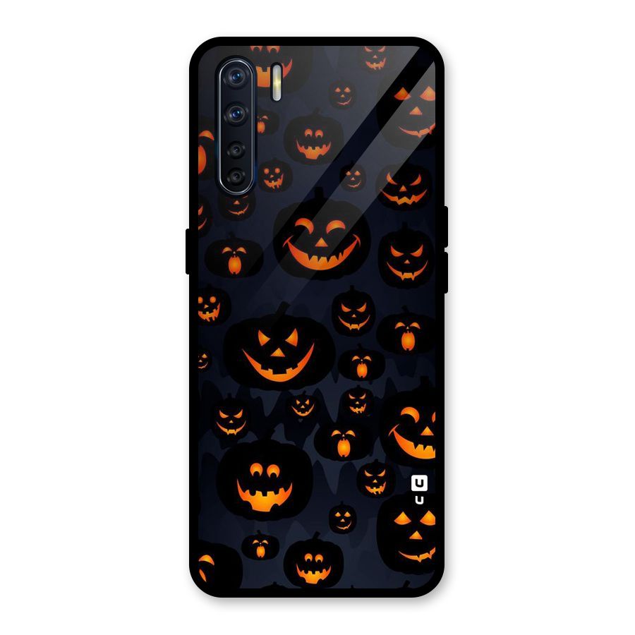 Pumpkin Smile Pattern Glass Back Case for Oppo F15