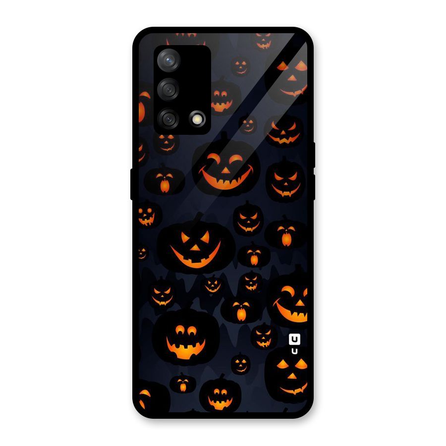 Pumpkin Smile Pattern Glass Back Case for Oppo F19