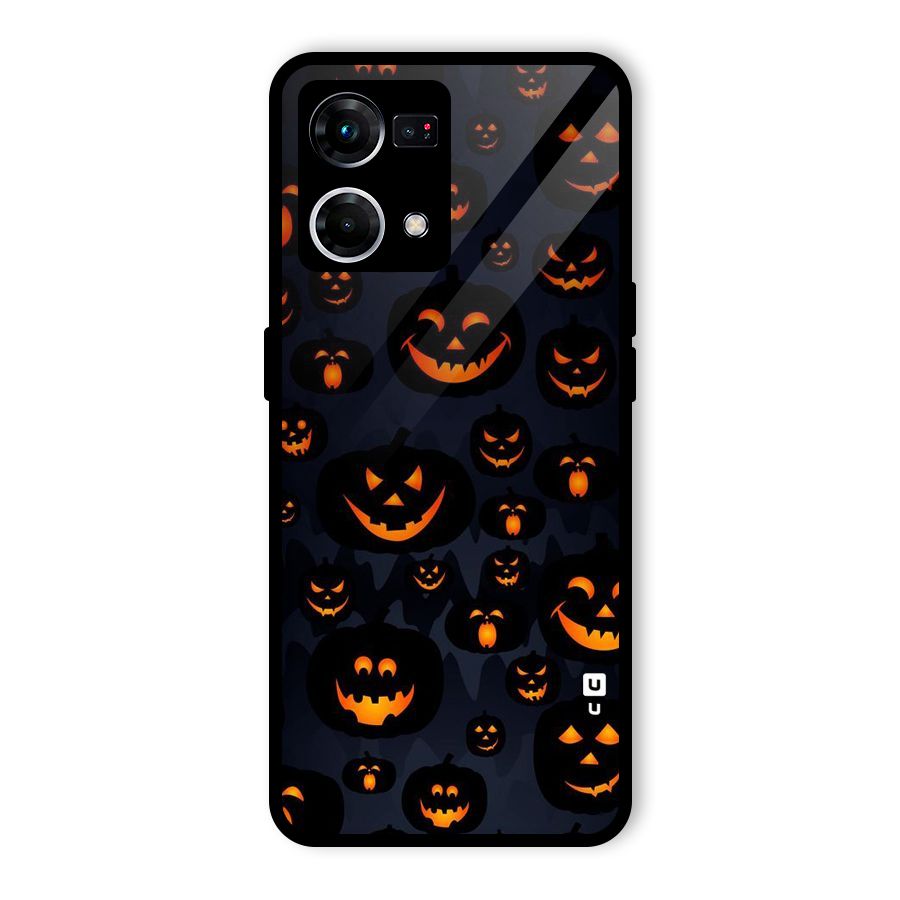 Pumpkin Smile Pattern Glass Back Case for Oppo F21 Pro 4G