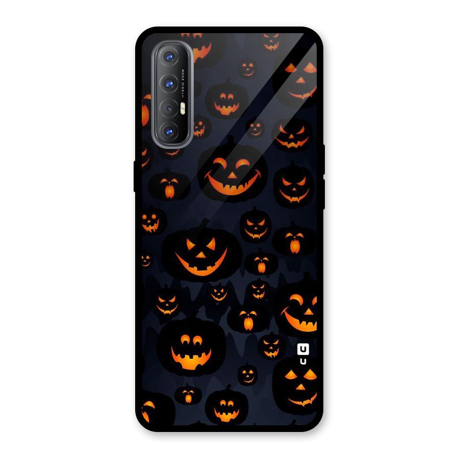 Pumpkin Smile Pattern Glass Back Case for Oppo Reno3 Pro