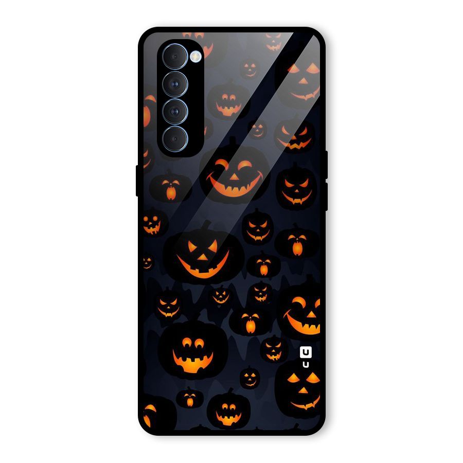Pumpkin Smile Pattern Glass Back Case for Oppo Reno4 Pro