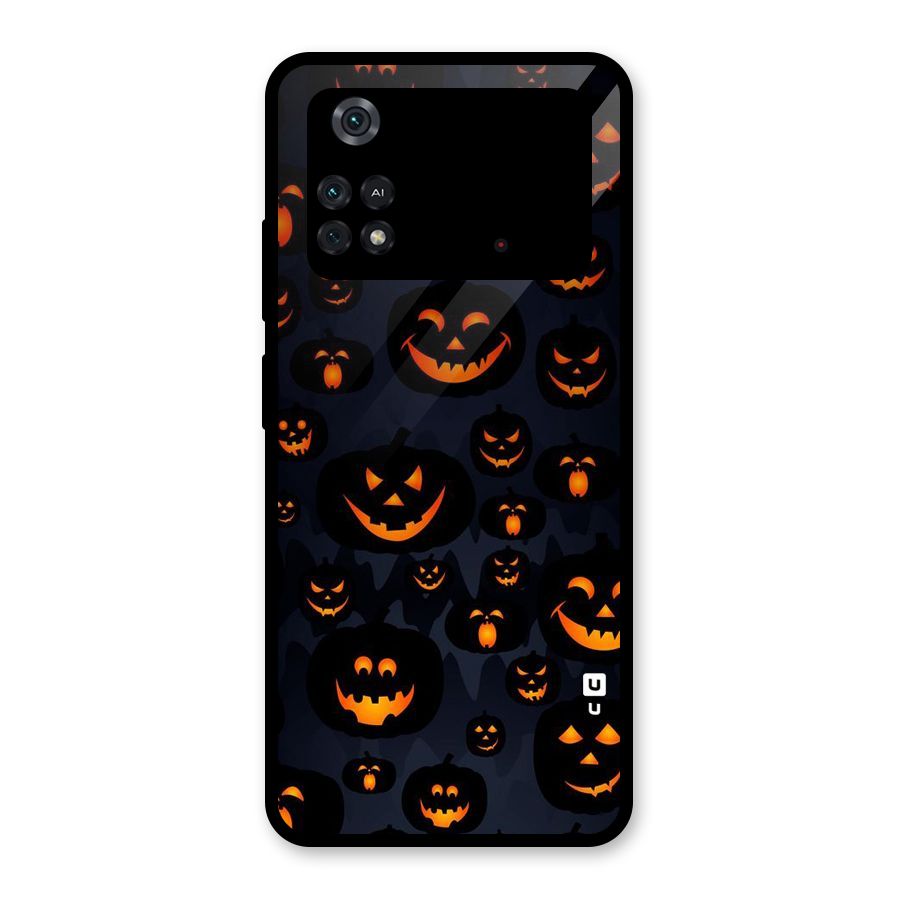 Pumpkin Smile Pattern Glass Back Case for Poco M4 Pro 4G