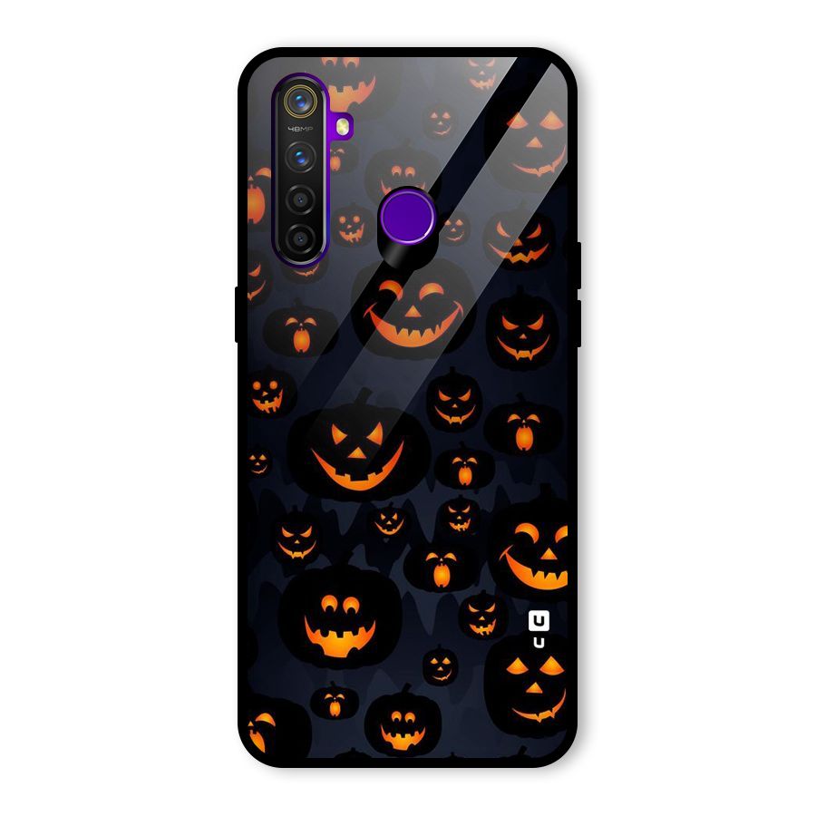 Pumpkin Smile Pattern Glass Back Case for Realme 5 Pro