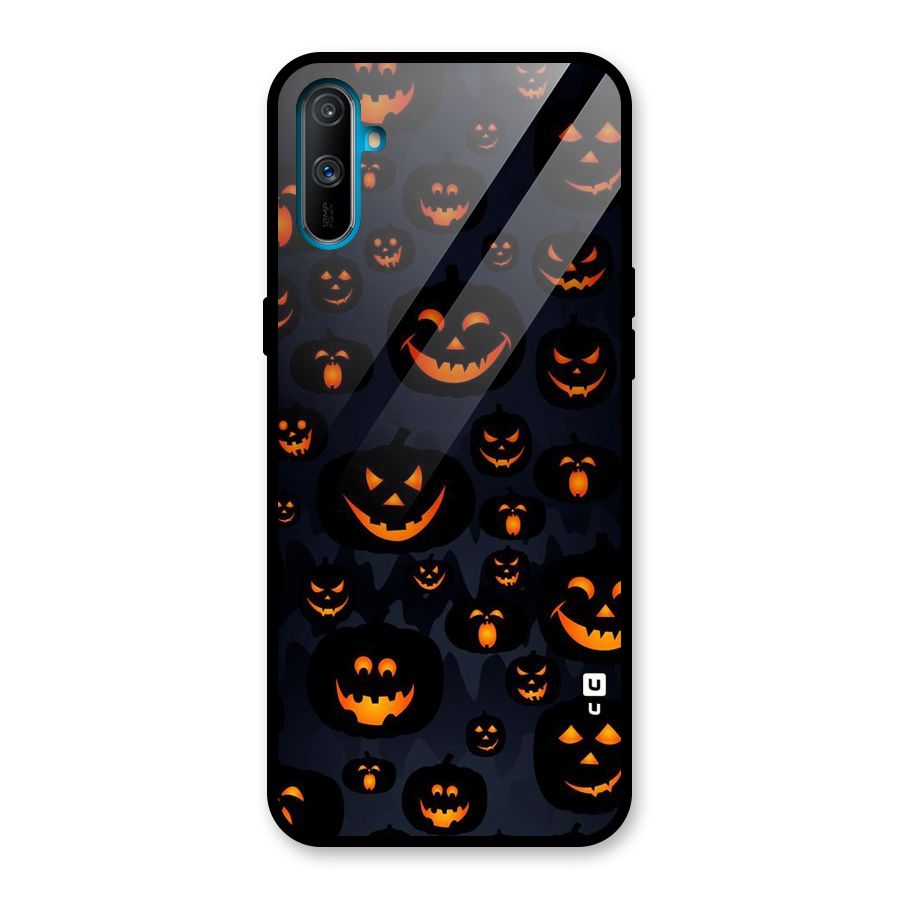 Pumpkin Smile Pattern Glass Back Case for Realme C3