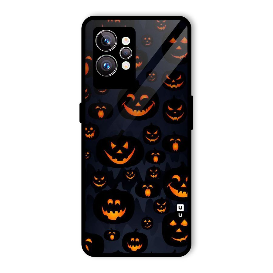 Pumpkin Smile Pattern Glass Back Case for Realme GT2 Pro