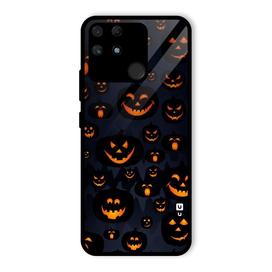 Pumpkin Smile Pattern Glass Back Case for Realme Narzo 50A