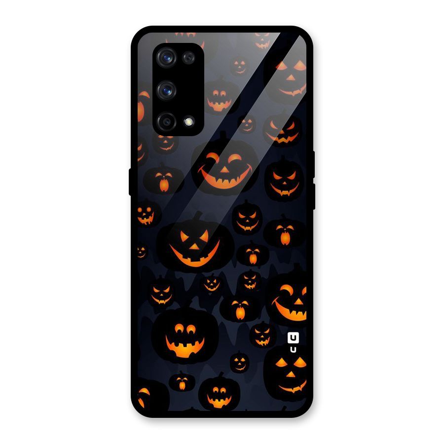 Pumpkin Smile Pattern Glass Back Case for Realme X7 Pro