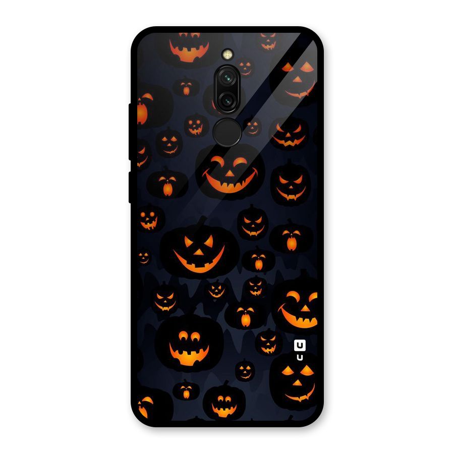 Pumpkin Smile Pattern Glass Back Case for Redmi 8