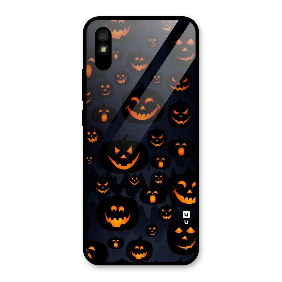 Pumpkin Smile Pattern Glass Back Case for Redmi 9A