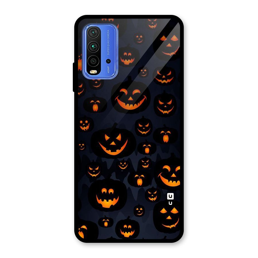 Pumpkin Smile Pattern Glass Back Case for Redmi 9 Power