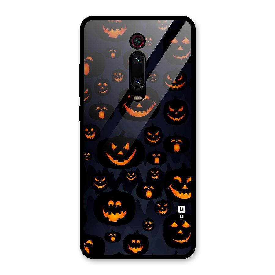 Pumpkin Smile Pattern Glass Back Case for Redmi K20