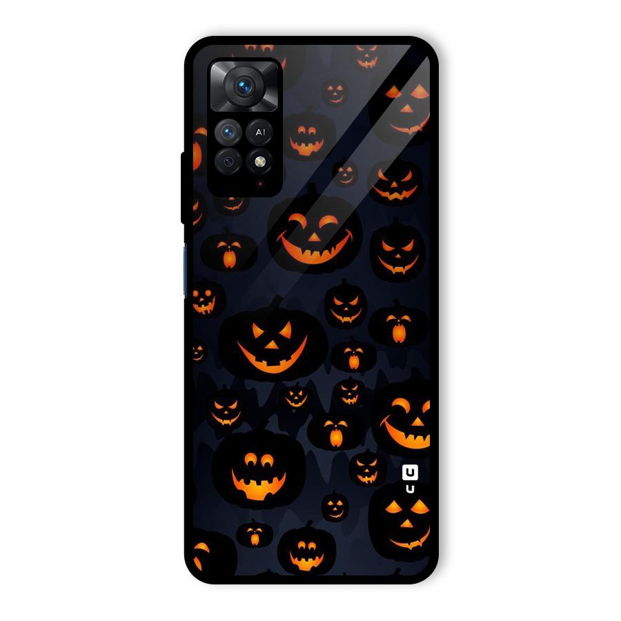 Pumpkin Smile Pattern Glass Back Case for Redmi Note 11 Pro