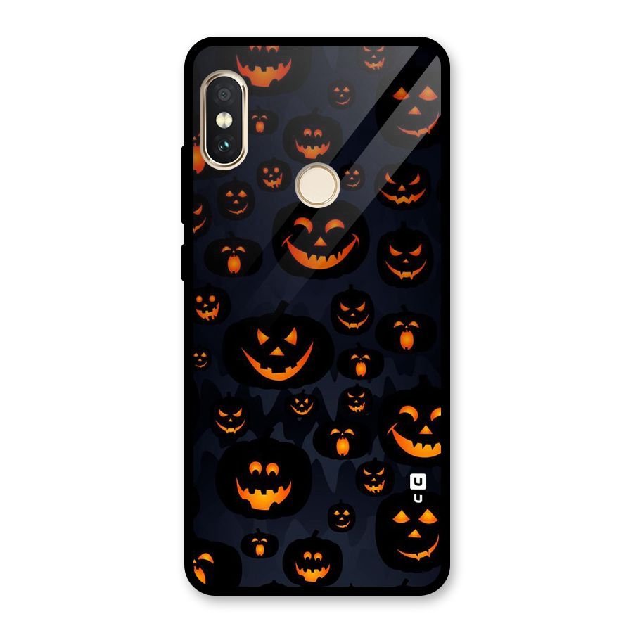 Pumpkin Smile Pattern Glass Back Case for Redmi Note 5 Pro
