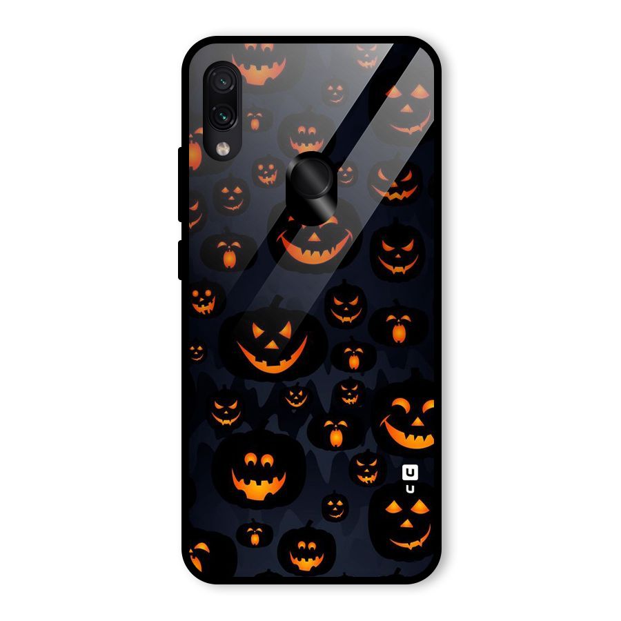 Pumpkin Smile Pattern Glass Back Case for Redmi Note 7
