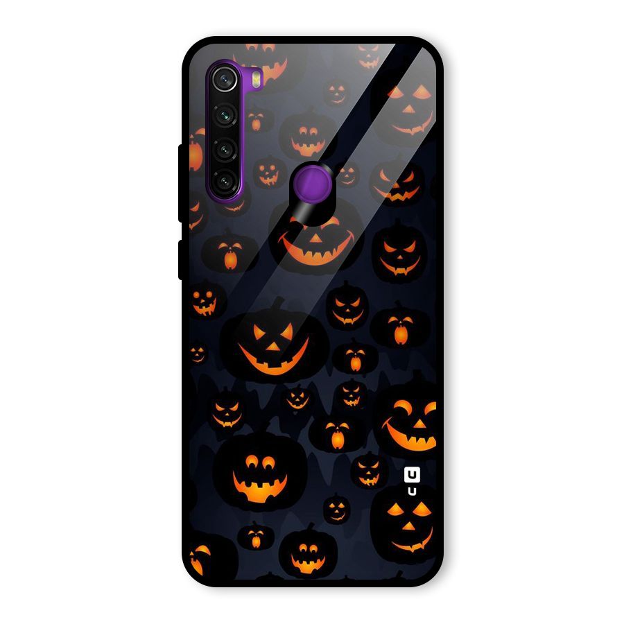 Pumpkin Smile Pattern Glass Back Case for Redmi Note 8