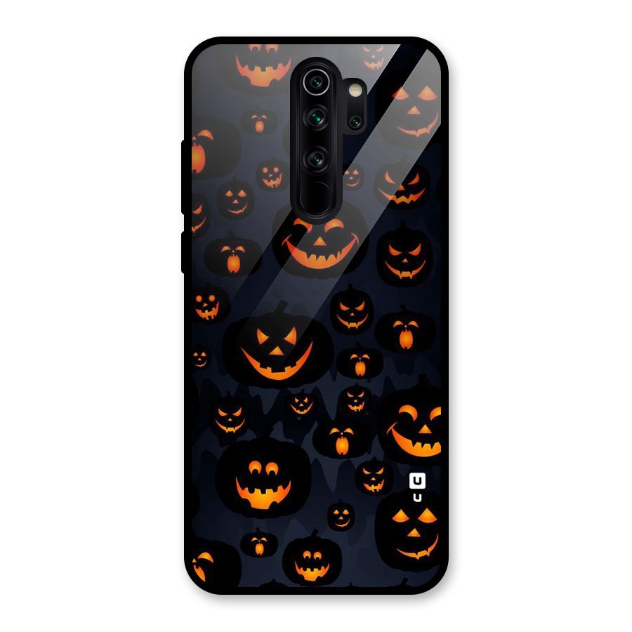 Pumpkin Smile Pattern Glass Back Case for Redmi Note 8 Pro