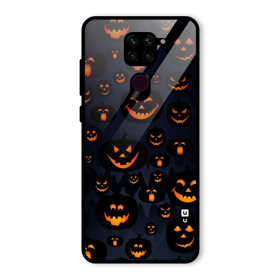 Pumpkin Smile Pattern Glass Back Case for Redmi Note 9