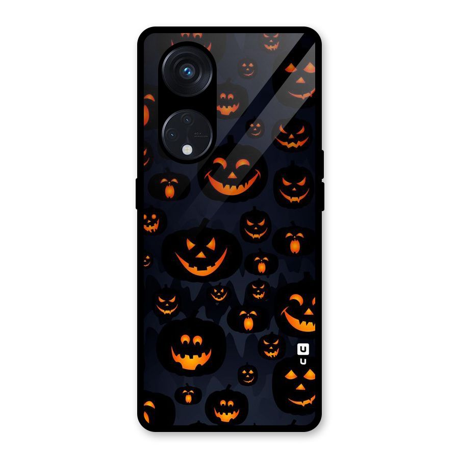 Pumpkin Smile Pattern Glass Back Case for Reno8 T 5G