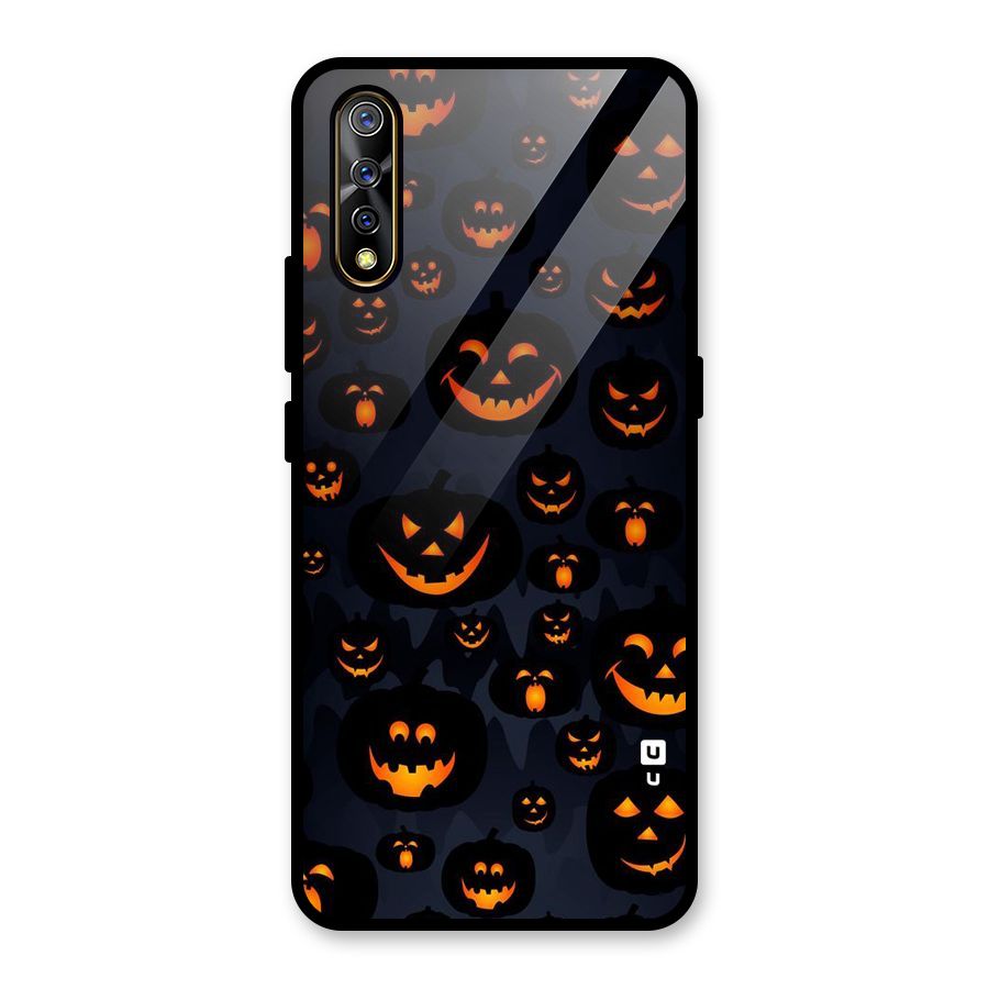 Pumpkin Smile Pattern Glass Back Case for Vivo S1